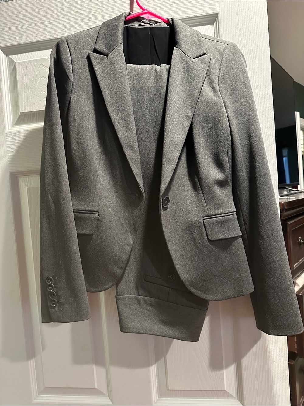 Express Women's Gray Single-Button Suit Blazer